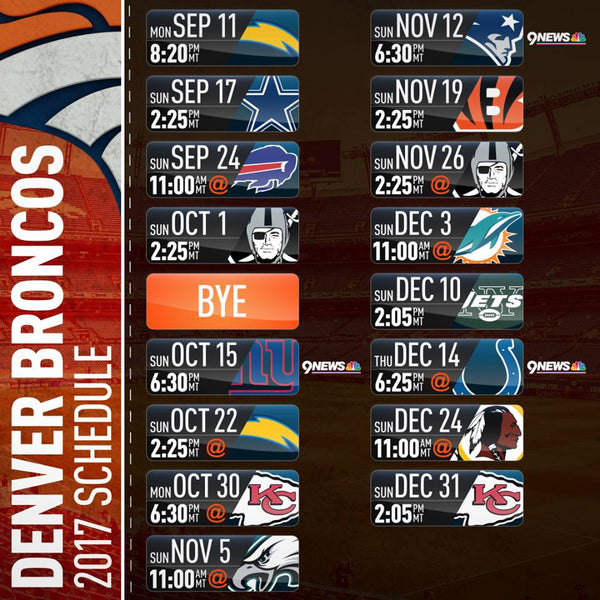 Denver Broncos Football Schedule 2017