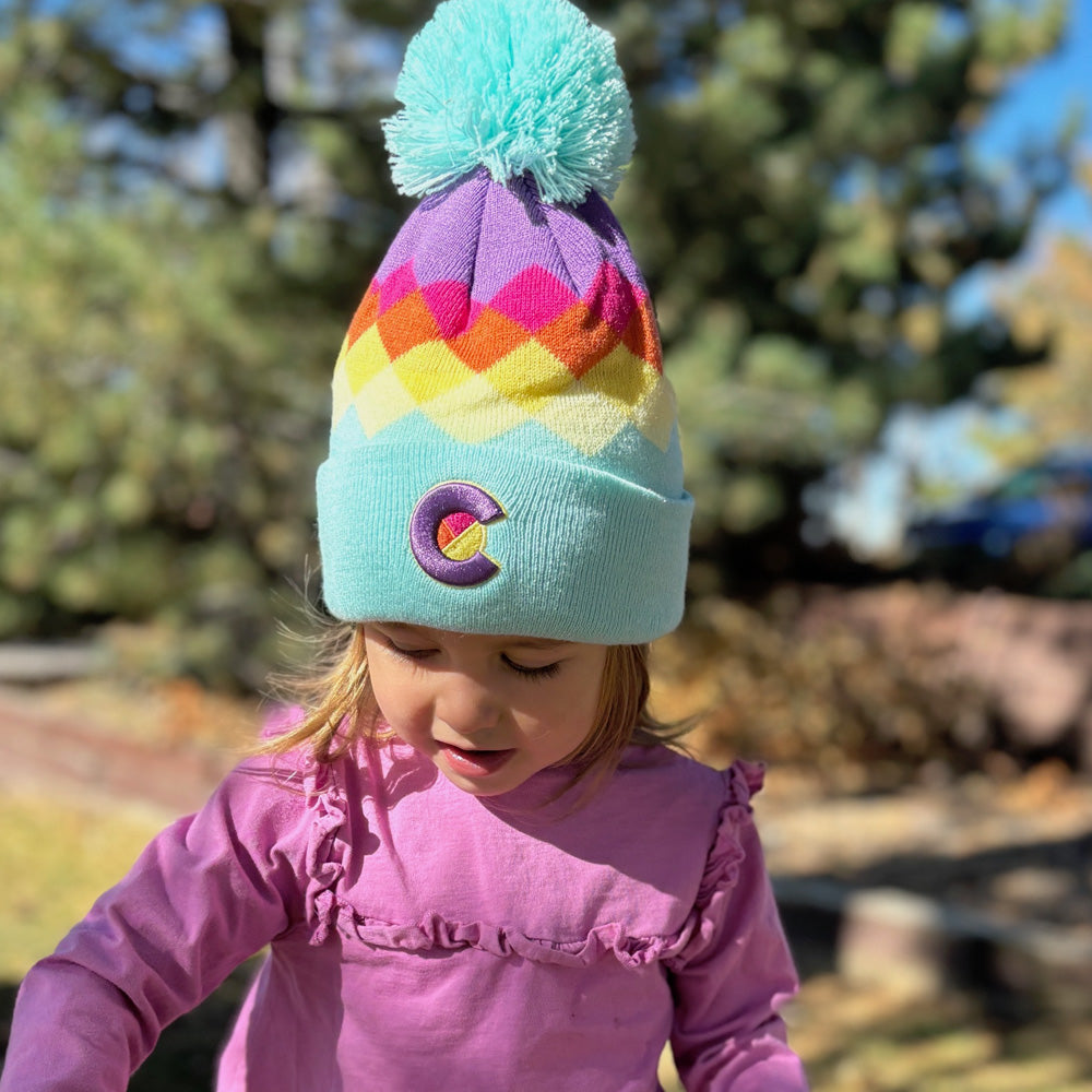 Kids' Mint Argyle Beanie