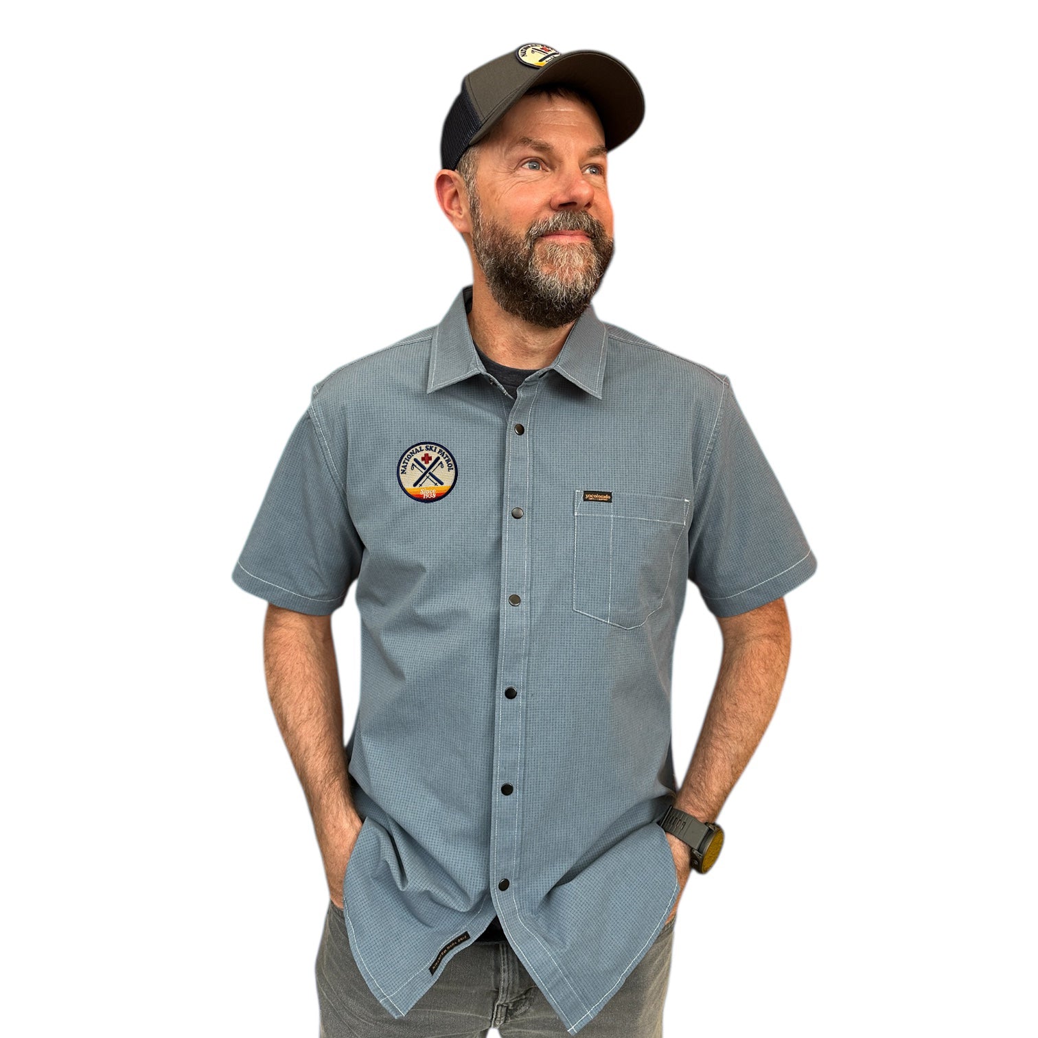 National Ski Patrol Men's Recycled Enduro Slate Blue Tech Shirt