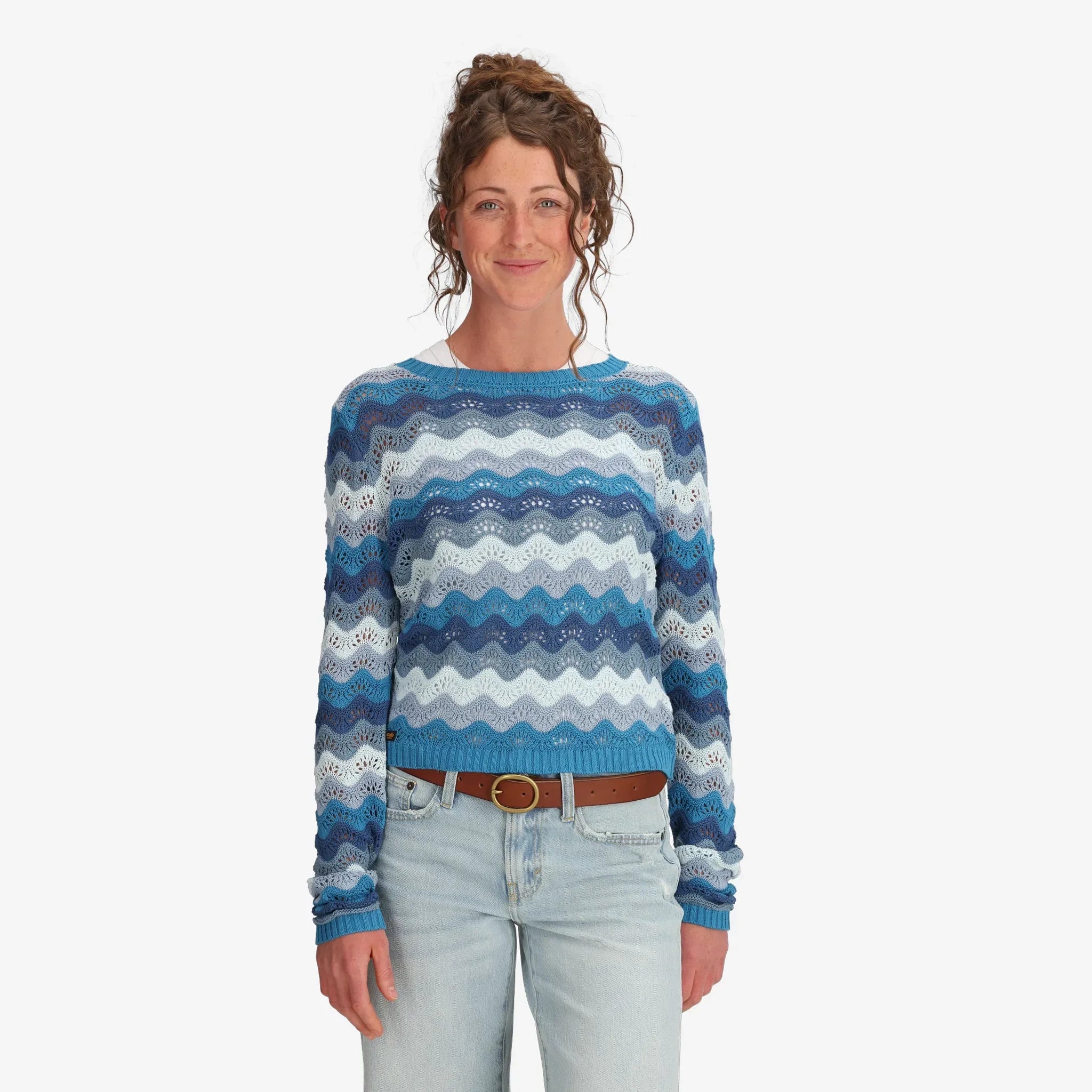 Women's SunLoop Open-Knit Sweater in Lake