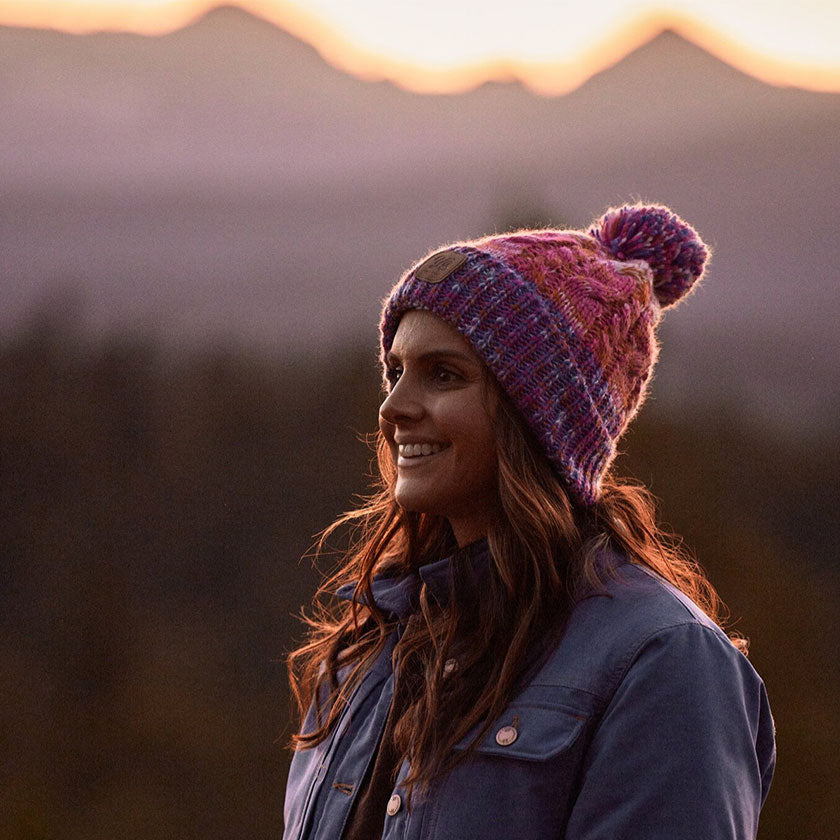 Yurt Pom Beanie in Coral