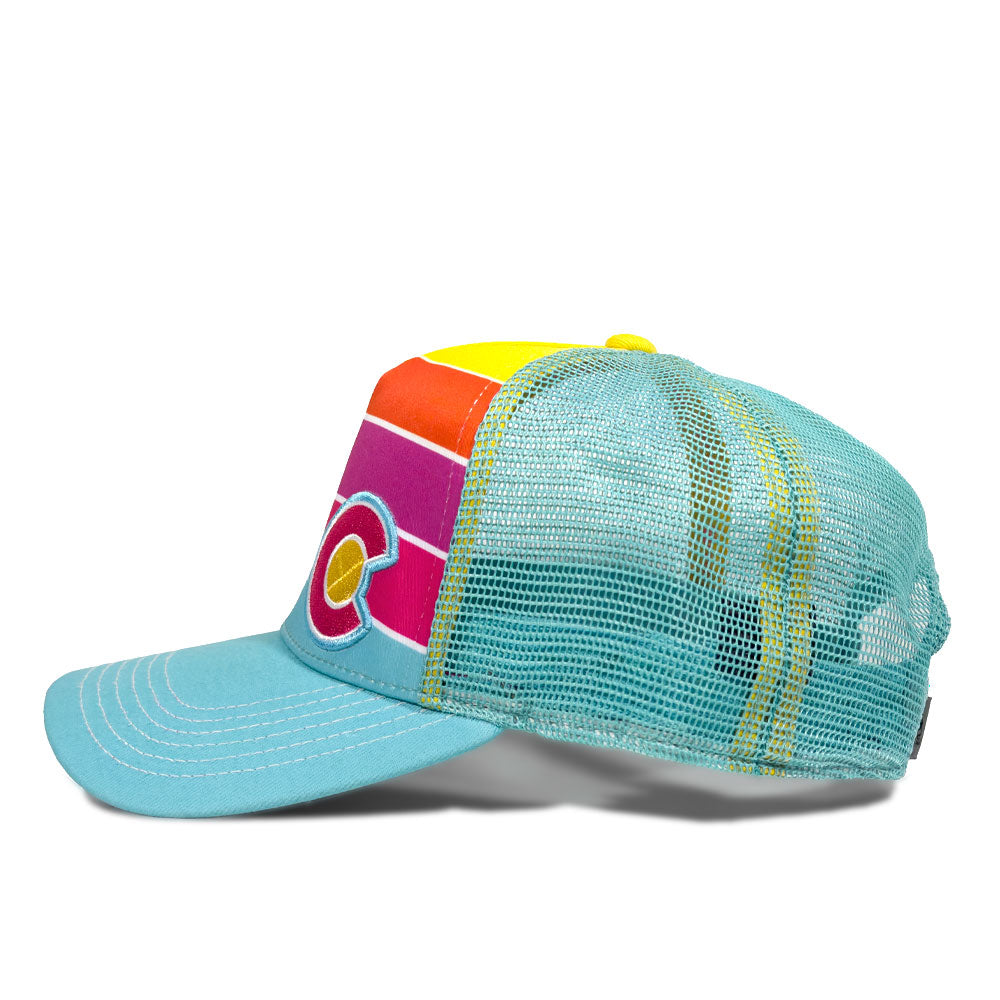 Turquoise Lake Fader Trucker Hat