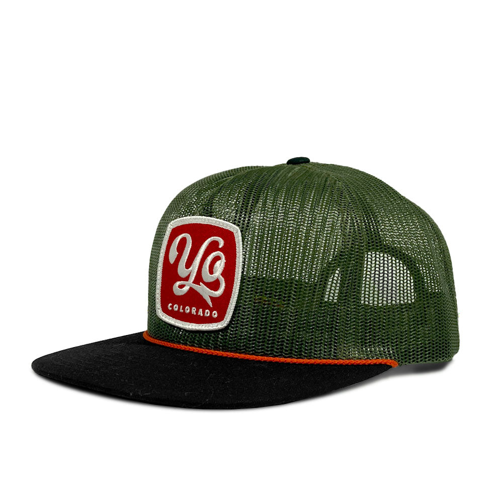 Full Mesh Forest Green and Black Flat Bill Hat - LIMITED EDITION