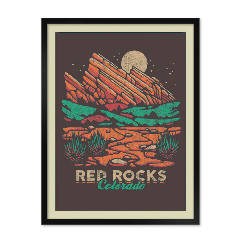 Red Rocks Hand Printed Poster