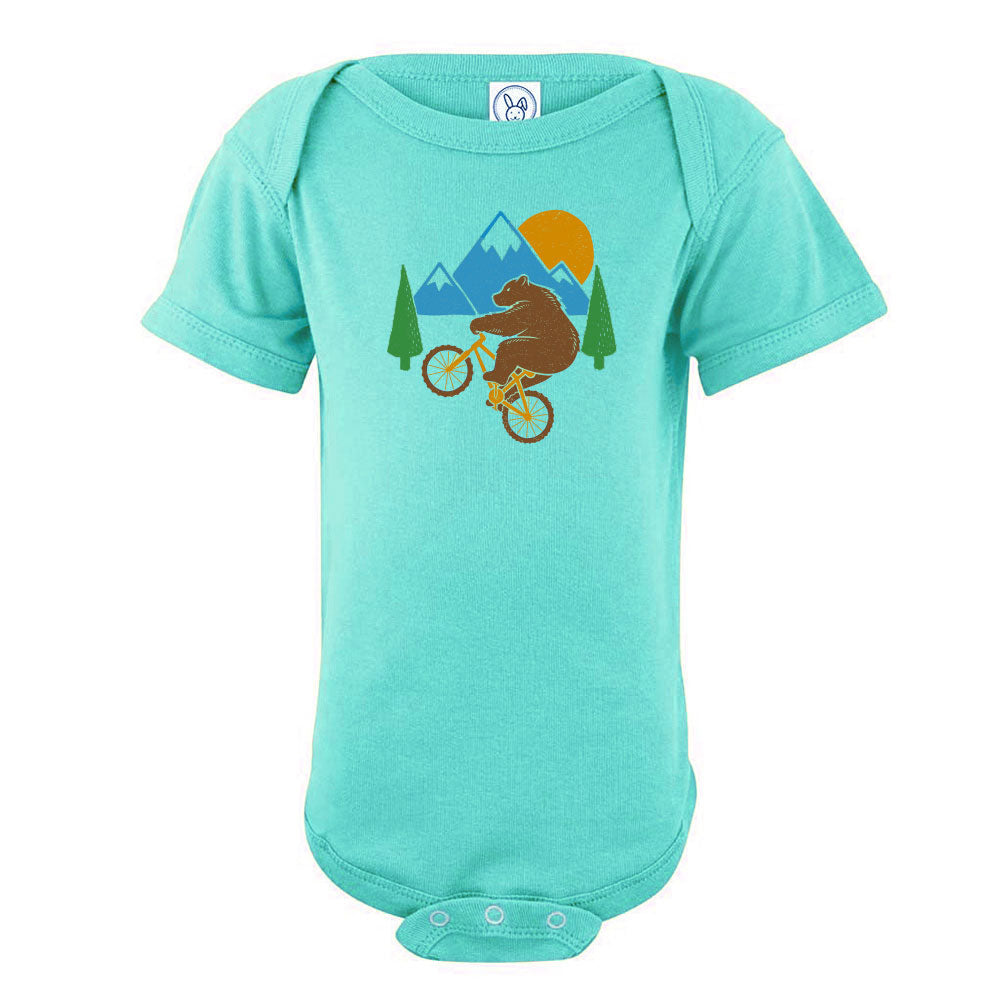 Wheelie Bear Baby Onesie