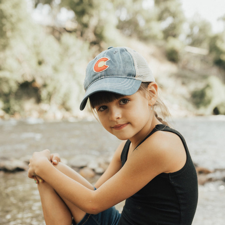Kids' Vintage Denim C Trucker Hat