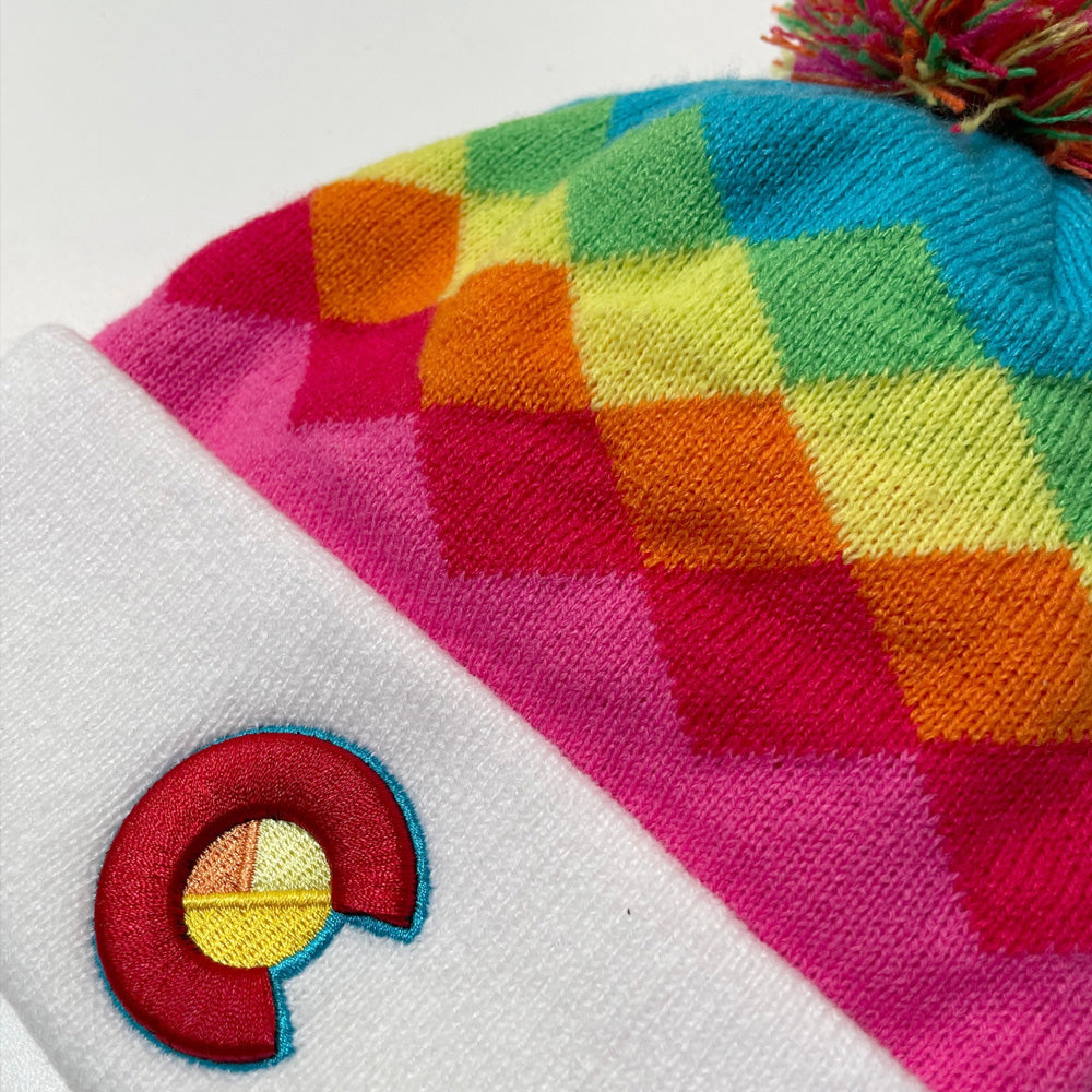 Kids' Rainbow Argyle Beanie