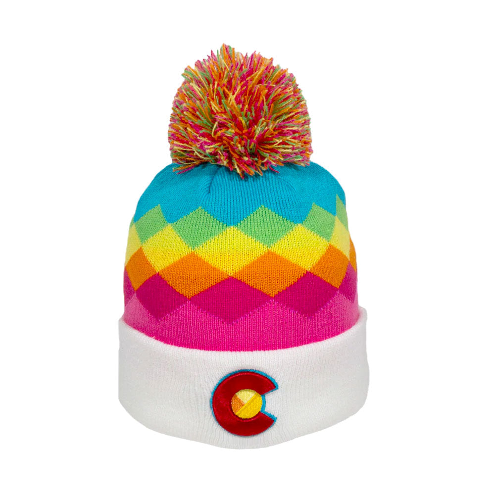 Kids' Rainbow Argyle Beanie