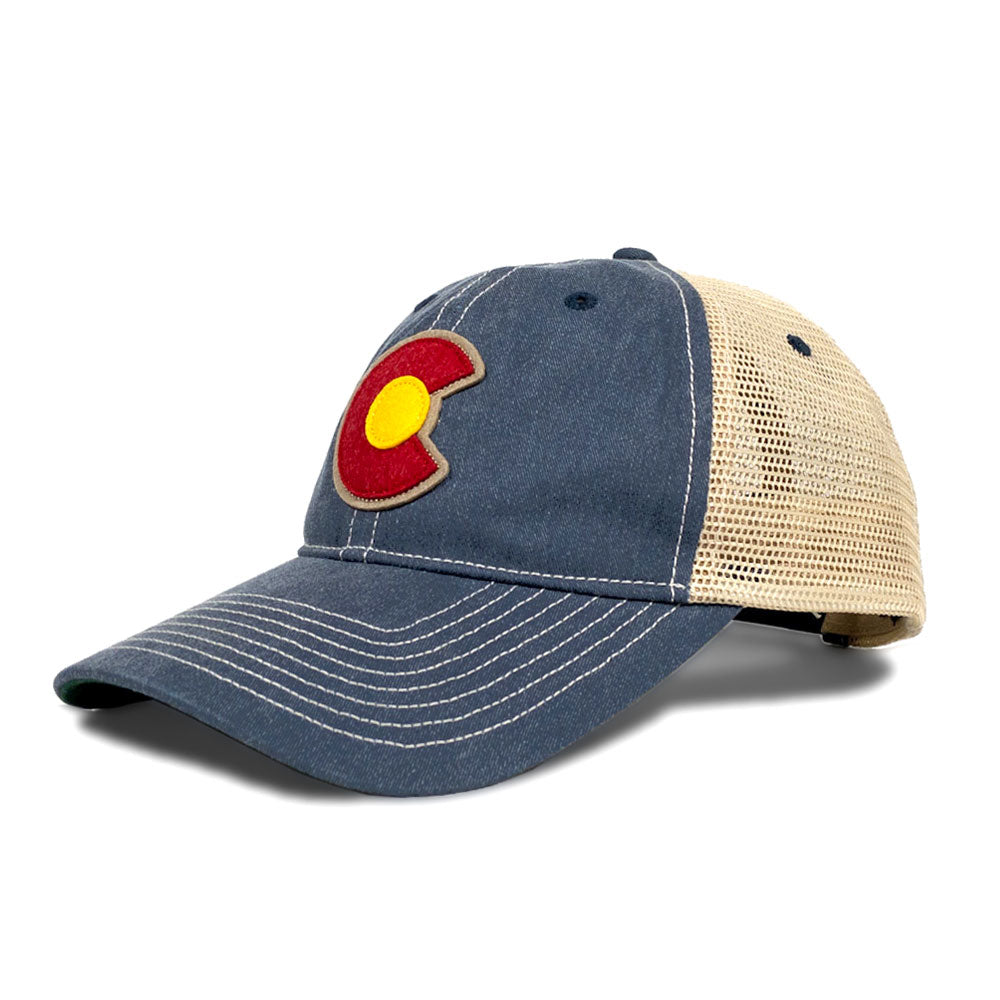 Vintage Colorado C Denim Trucker Hat, Small Fit