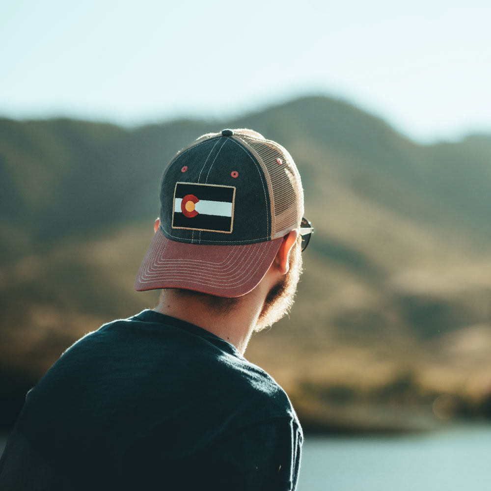 Vintage Denim Flag Patch Trucker Hat