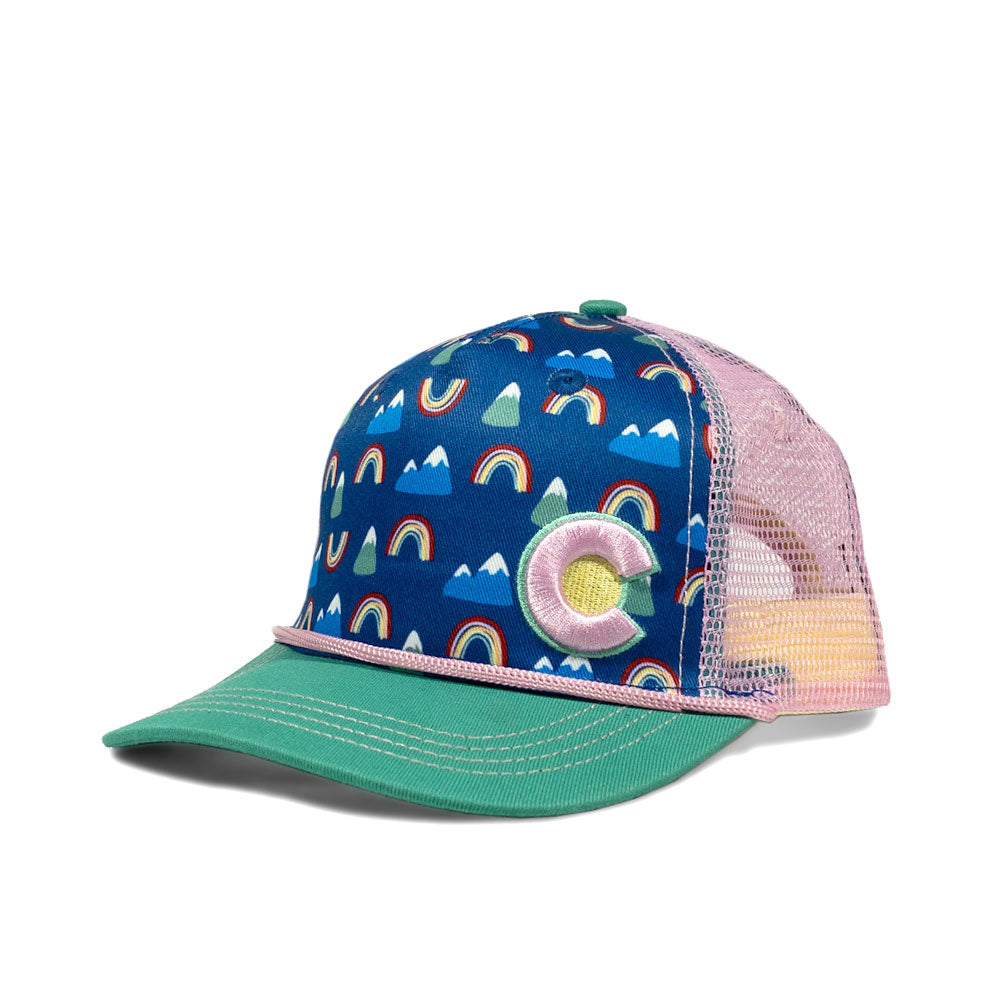 Kids' Mountain Rainbow Trucker Hat