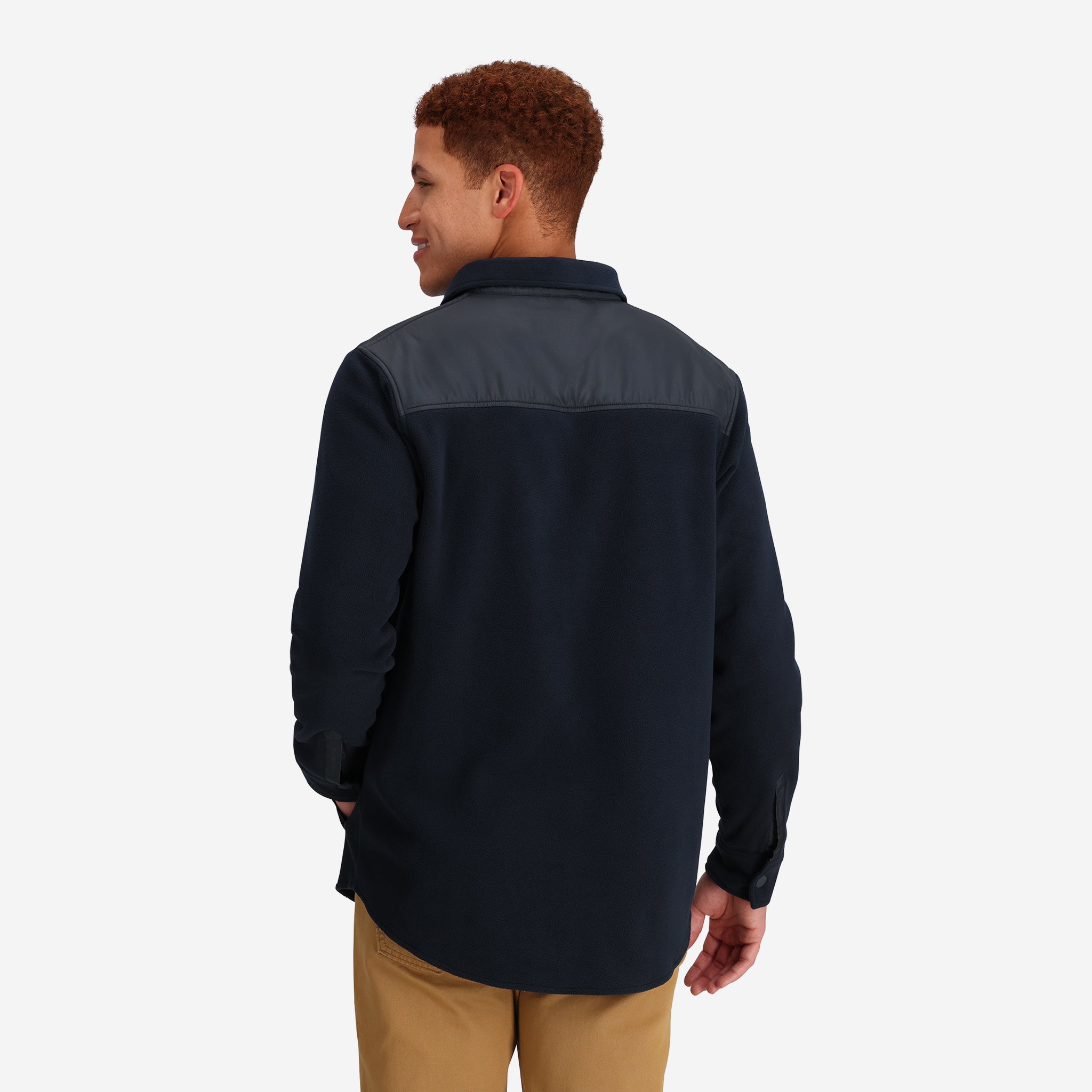 Solid Snap Fleece Jacket Blue – Five 22