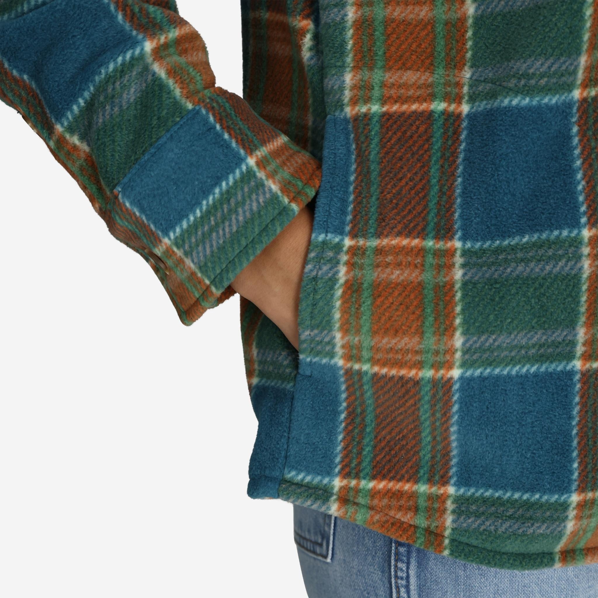 Women's Buena Vista Plaid Fleece Shirt Jacket in Dk Teal