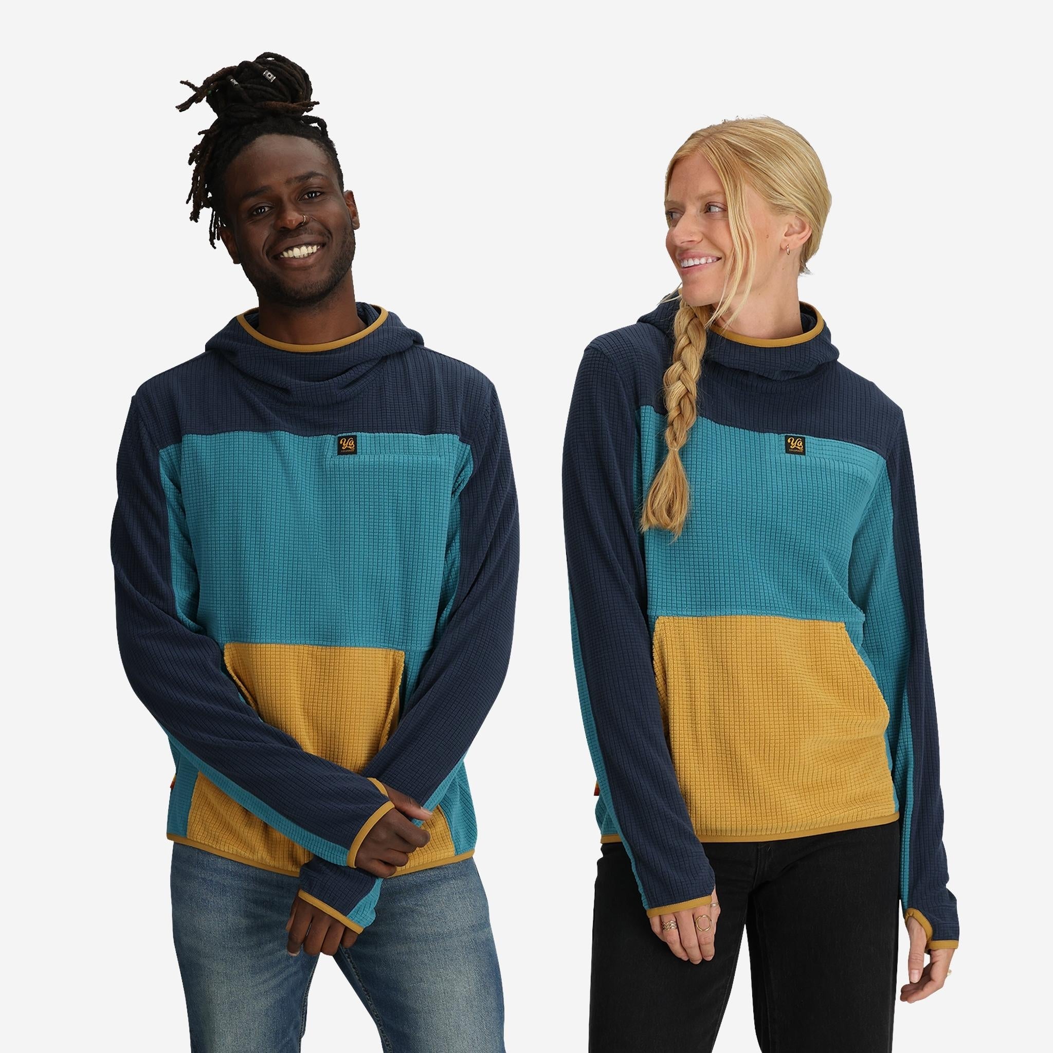 Unisex Verve Grid Fleece Hoodie in Lake