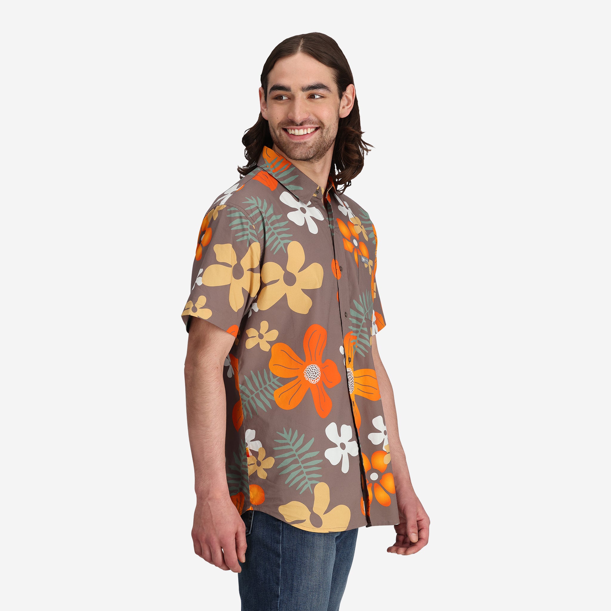 Men's Trip Aloha Button Up in Brown
