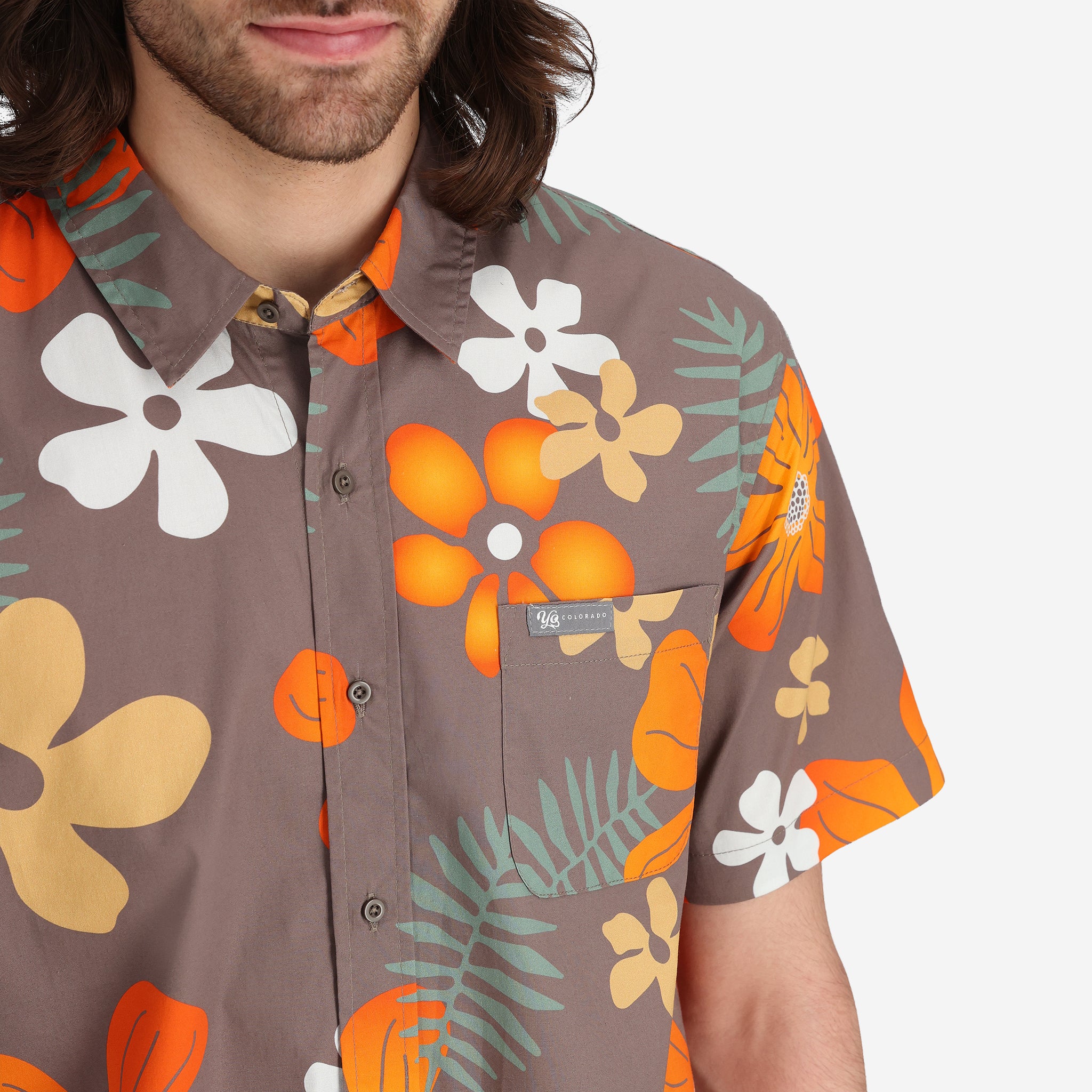 Men's Trip Aloha Button Up in Brown