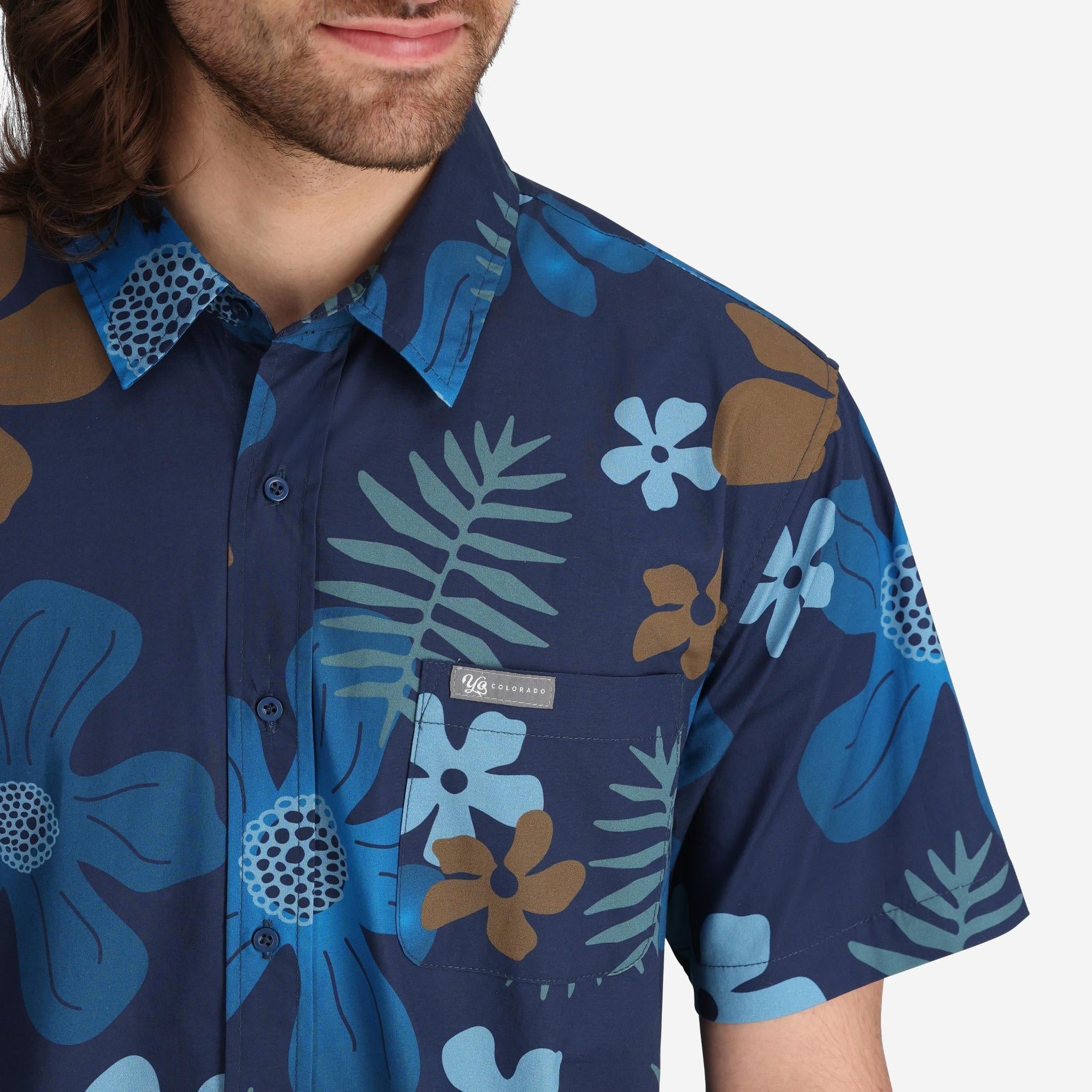 Men's Trip Aloha Button Up in Navy
