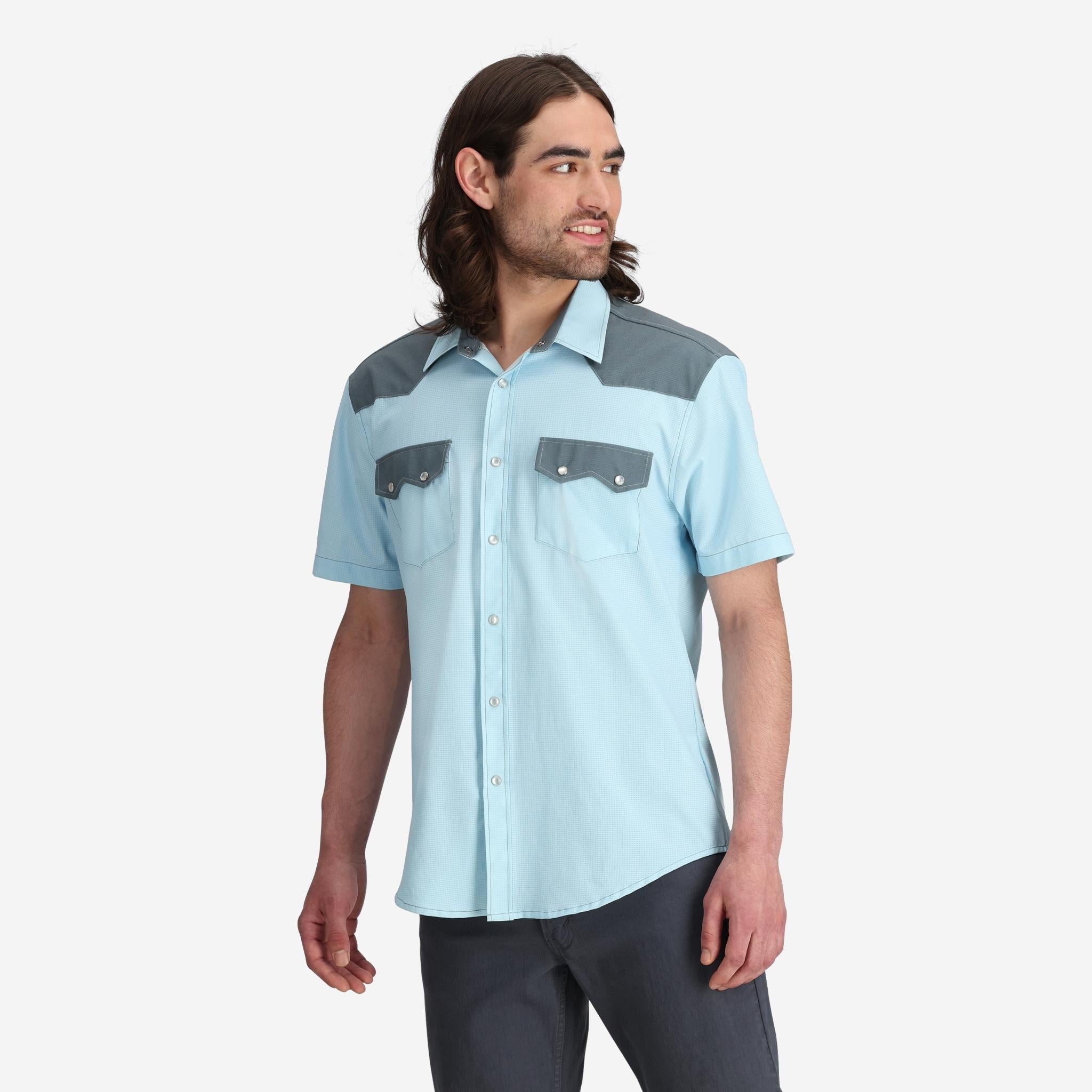 Men's Western Blue Tech Shirt