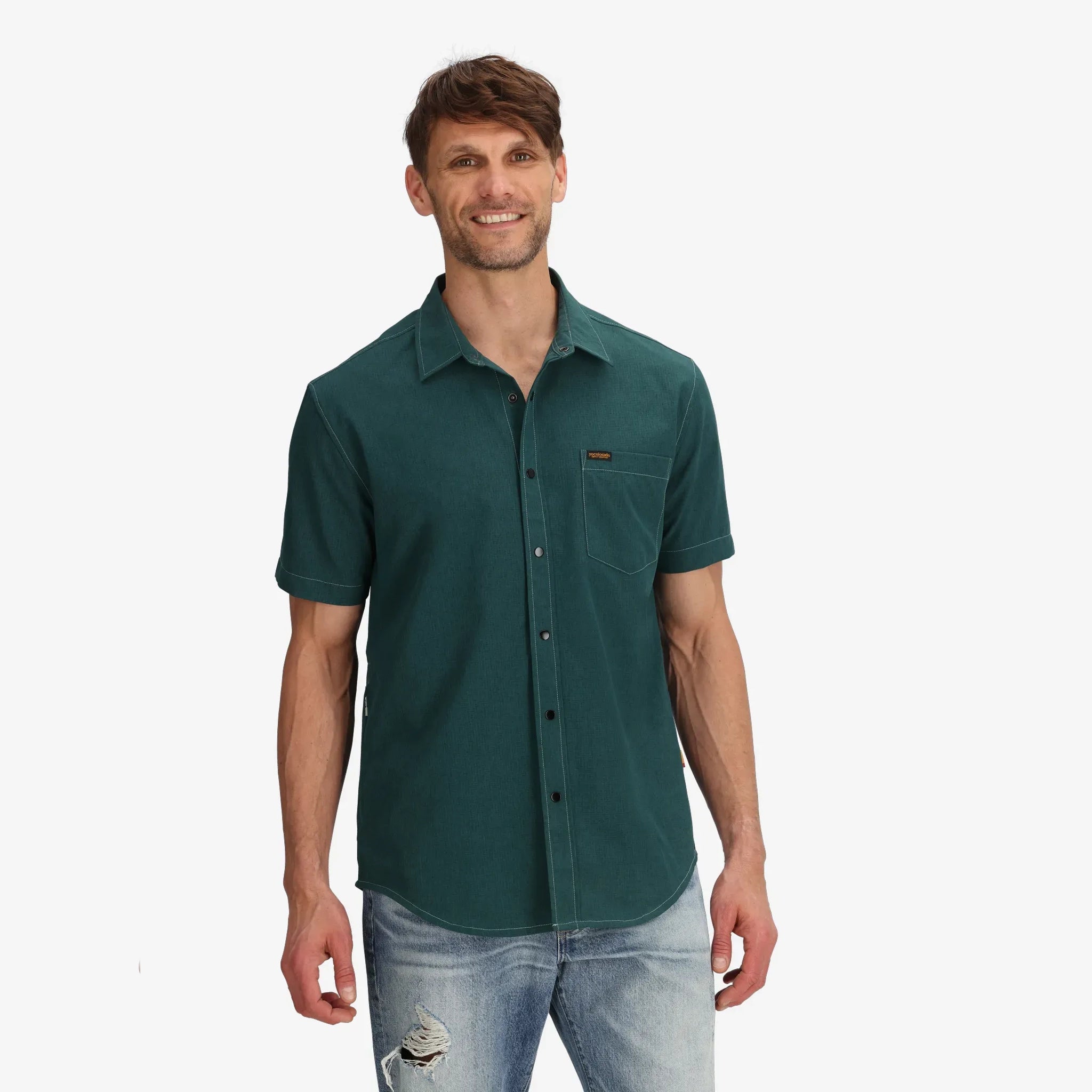 Men's Enduro Solid Teal Tech Shirt - RECYCLED
