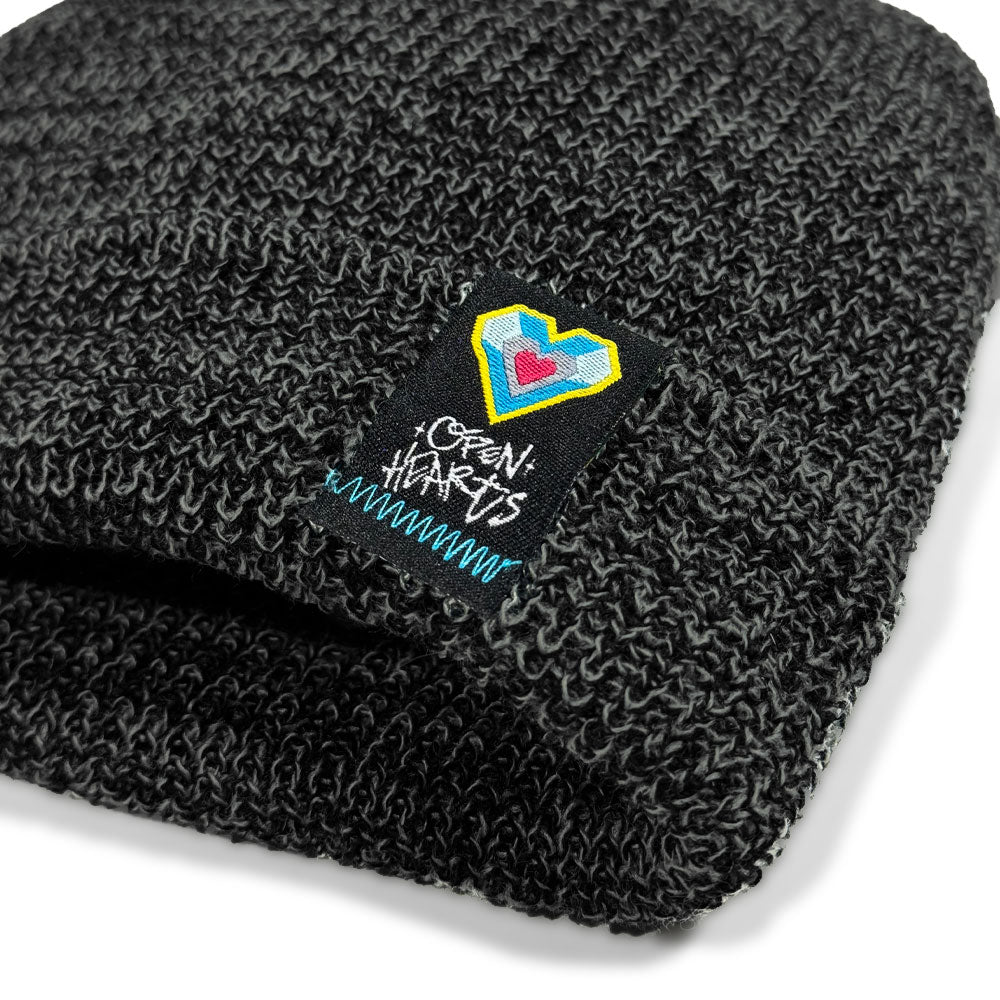 Open Hearts Collection Heather Black Beanie - LIMITED EDITION