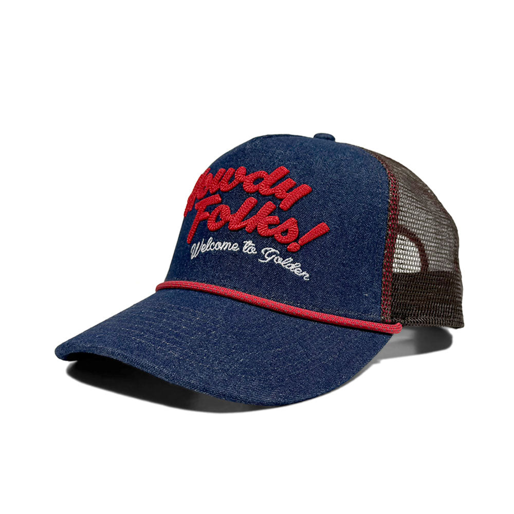 Kids' Howdy Golden Denim Trucker Hat