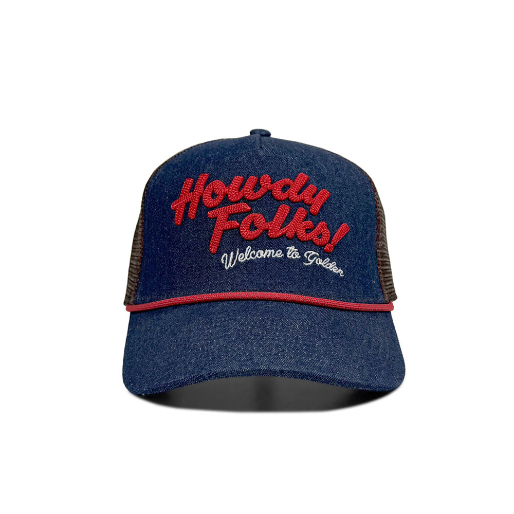 Kids' Howdy Golden Denim Trucker Hat