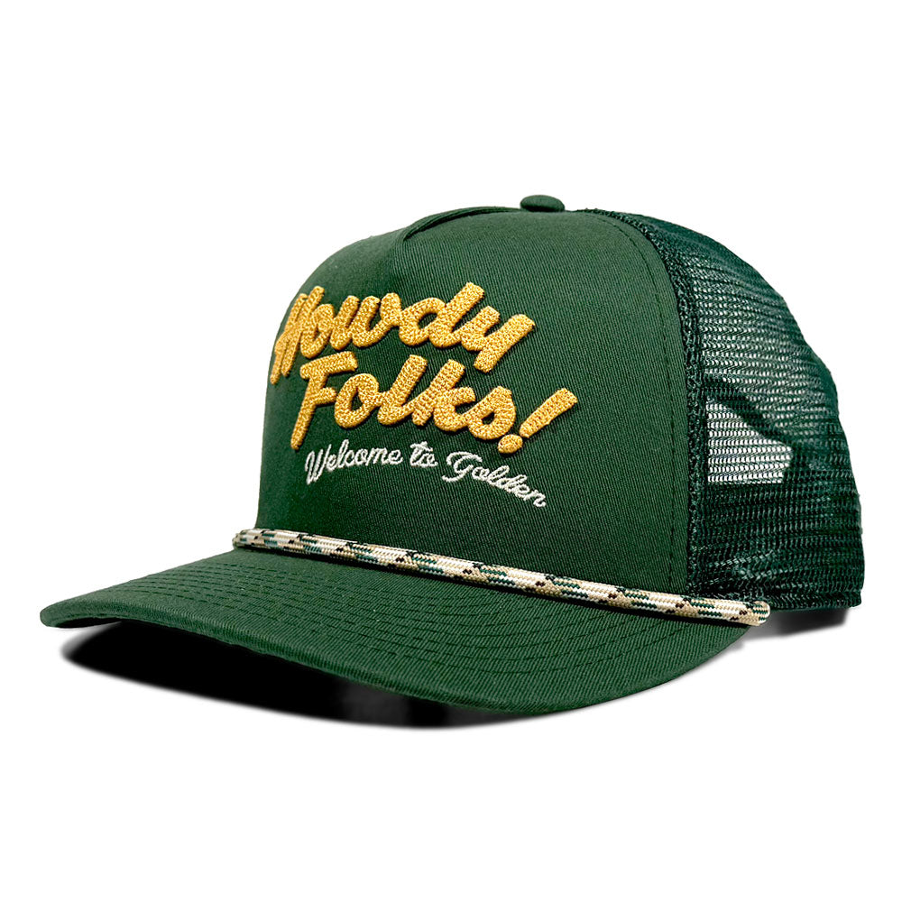 Howdy Golden Green Trucker Hat