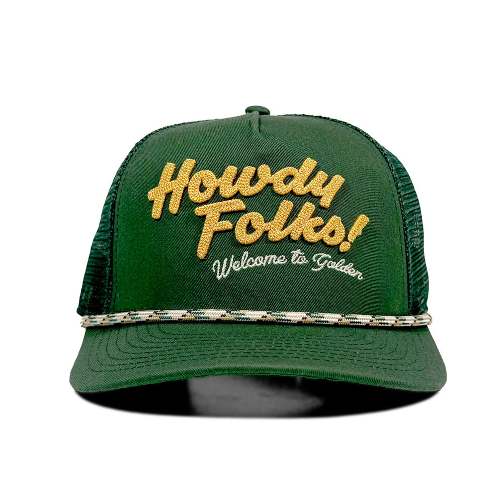 Howdy Golden Green Trucker Hat