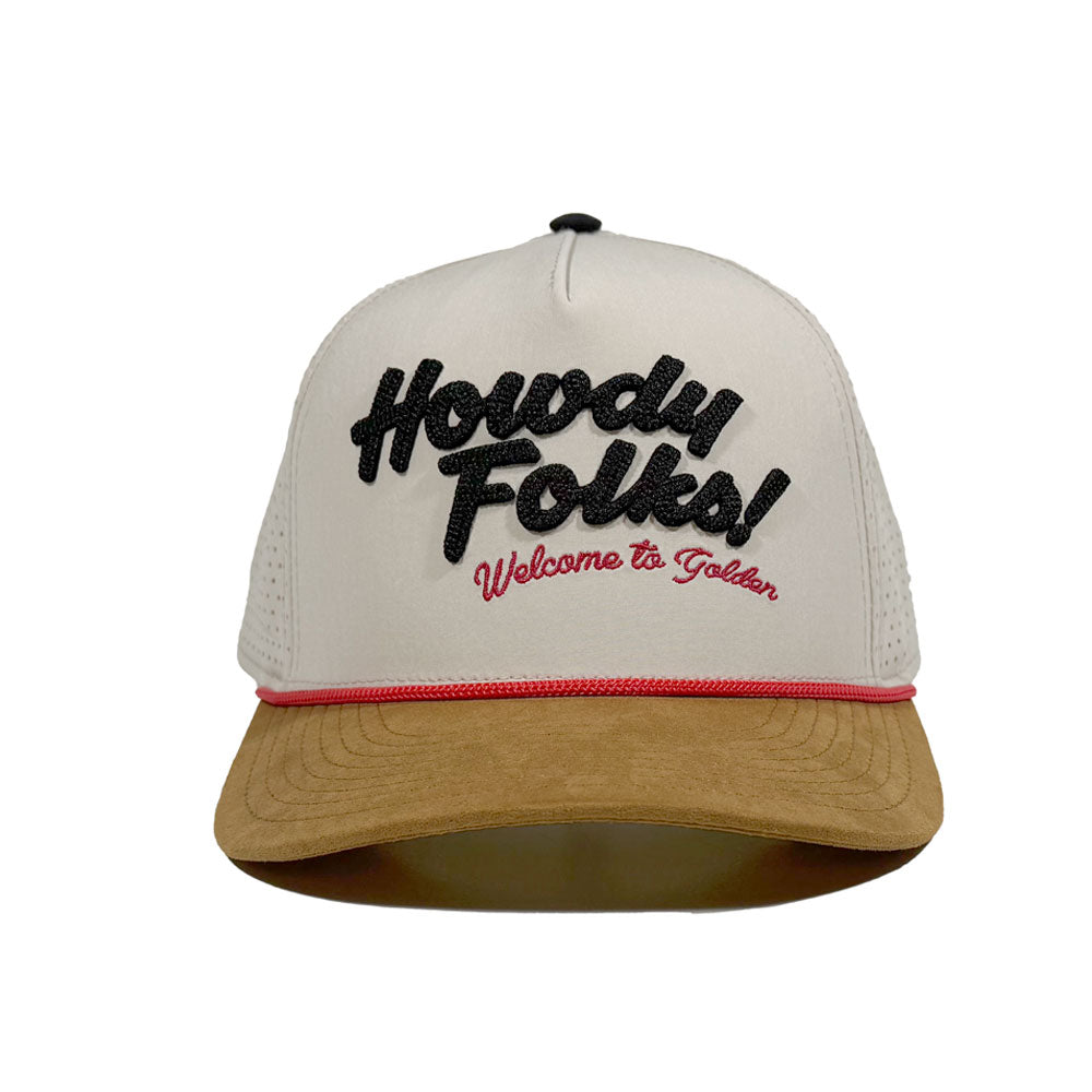 Howdy Golden Tech Trucker Hat in Cream