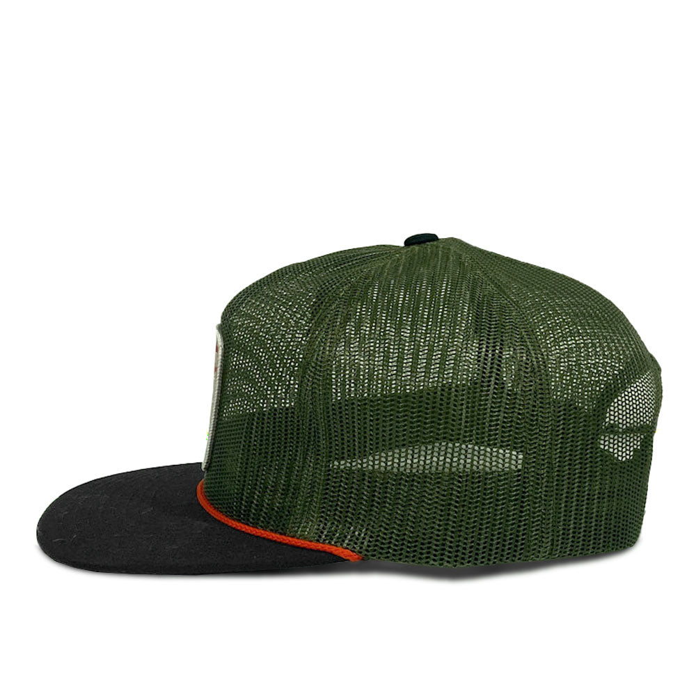 Full Mesh Forest Green and Black Flat Bill Hat - LIMITED EDITION