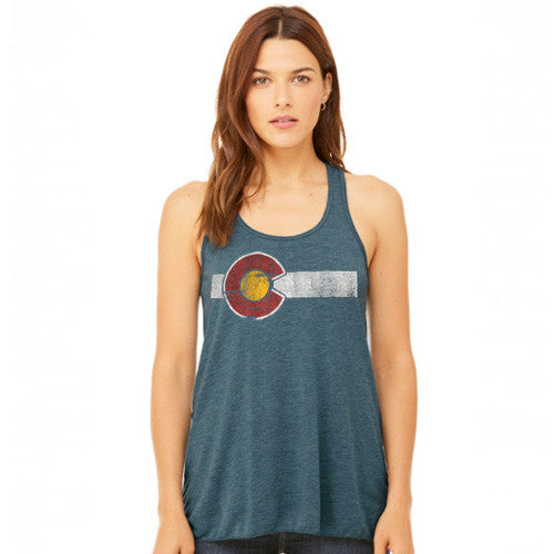 Women's Colorado Flag Flowy Racerback Tank Top