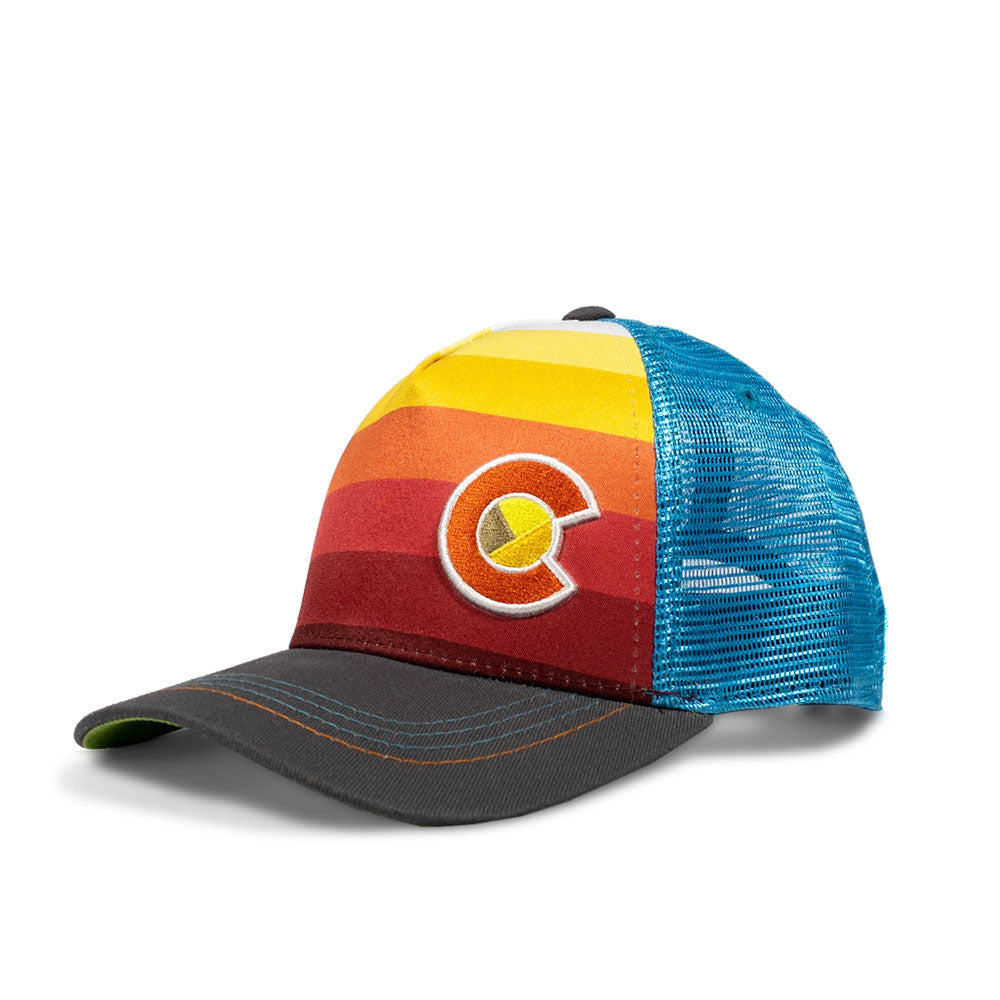 Colorado Sunset Fader Trucker Hat - Snapback Adjustable, Unisex Outdoor Cap, Eco-Friendly