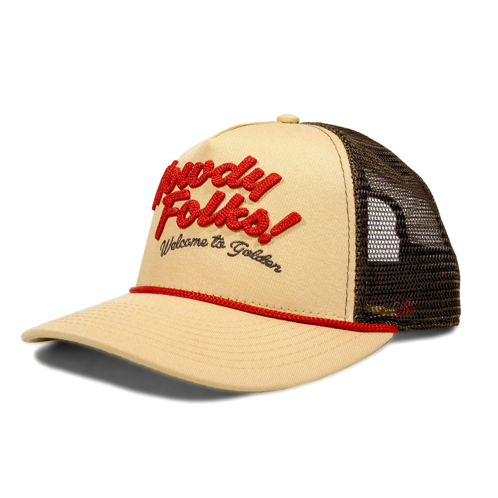 Howdy Golden Tan Trucker Hat