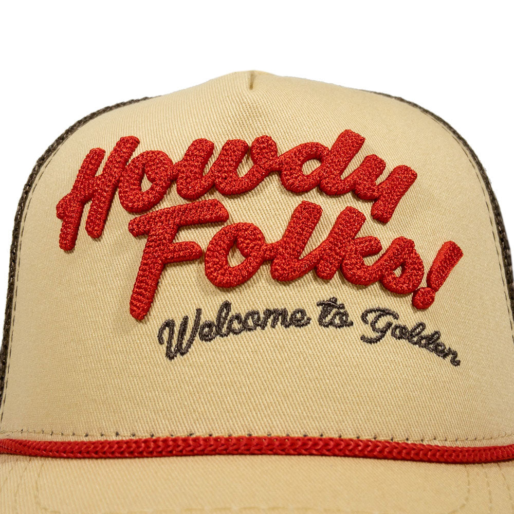 Howdy Golden Tan Trucker Hat