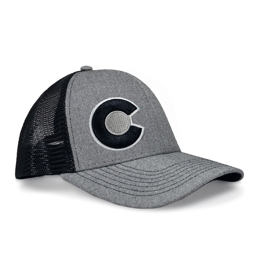 MONOCHROMATIC COLORADO TRUCKER HAT - GREY/BLACK MONOCHROMATIC COLORADO TRUCKER HAT - GREY/BLACK