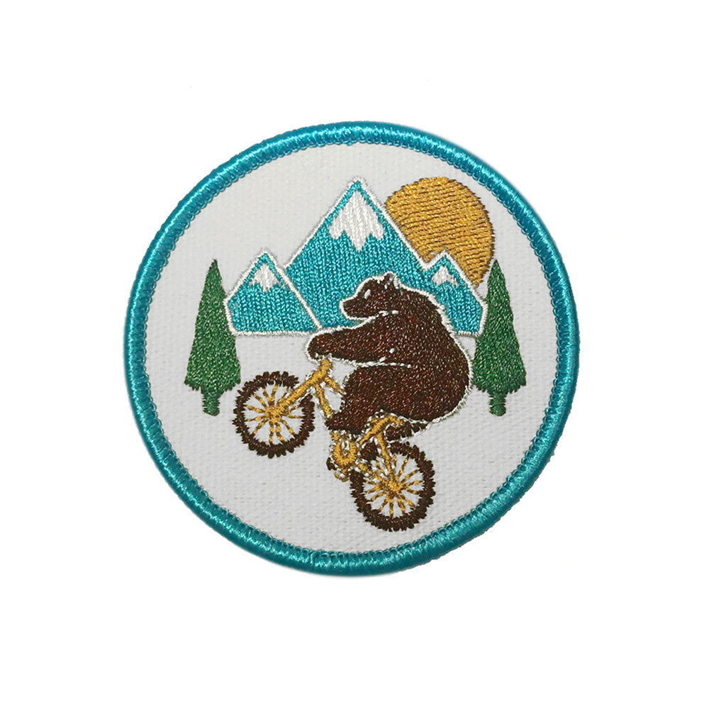 Wheelie Bear Mountain Bike Patch